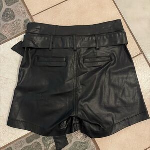 Kut from the Kloth Black Faux Leather High-Waist Belted Shorts